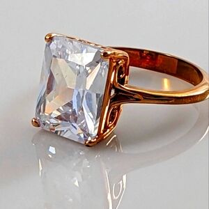 Emerald Cut CZ & Rose Gold ring